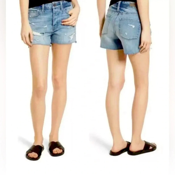 Treasure & Bond Foster Boyfriend High Rise Denim Shorts Blue Size 27 NWT Buttons - Picture 1 of 11
